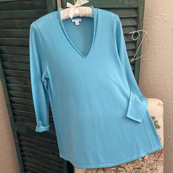 NWOT J. Jill Lightweight Merino Tunic, XS, Aqua - Picture 1 of 5